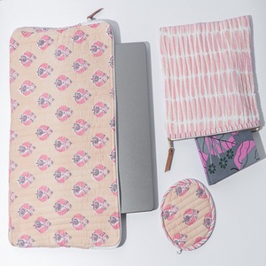 Best Hand Block Printed Customizable Cotton <b>Laptop</b> <b>Sleeve</b> Case Set Lightweight for Office, Travels, Daily Use - Product Image 1