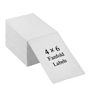 4 x 6 Inch High quality perforated direct thermal label fan fold adhesive label for shipping