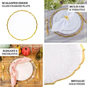 Assiettes <span class=keywords><strong>de</strong></span> présentation en <span class=keywords><strong>verre</strong></span> doré, motif tournesol, bord festonné, transparentes, réutilisables, <span class=keywords><strong>pour</strong></span> dîner, mariage, événements - Product Image 5