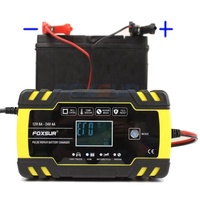 Chargeur de batterie FOXSUR 12V 24V pour voiture et moto, chargeur de batterie FOXSUR à impulsions pour batteries AGM, Gel, humides et au plomb-acide