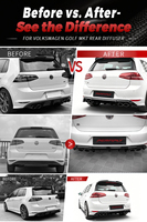 Kit carrosserie Perfiply en fibre de carbone véritable, diffuseur arrière à quatre sorties pour Volkswagen Vw Golf 7 Mk7 GTI 2013-2016, 4 sorties d'échappement