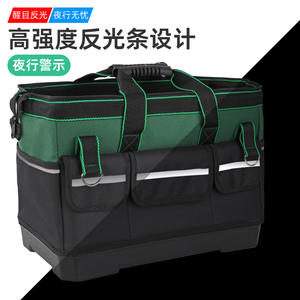 Bolsa de herramientas con base de plástico y correa para el hombro, tela Oxford gruesa, impermeable, duradera, para electricistas y carpintería - Product Image 5