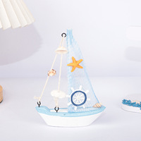 Modèle de voilier en bois miniature de 15 cm, fait main, décoration d'intérieur, bateau de pêche miniature, centre de table bleu, marque G'k'z'l, Chine