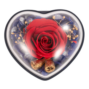 Rose <span class=keywords><strong>Éternel</strong></span>le Stabilisée Rouge Unique pour Boîte Cadeau Bijoux avec Couvercle Acrylique – Emballage Rose - Product Image 2