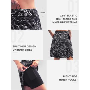 FOXA Falda pantalón de golf para mujer, 20 pulgadas, largo hasta la rodilla, con 3 bolsillos, dobladillo dividido, falda deportiva de secado rápido, spandex, poliéster, tallas M-3XL - Product Image 4