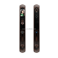 Serrure de porte intelligente extérieure moderne antivol en alliage d'aluminium pour villa de luxe, porte en bois, écran LED 4,5 pouces, application Tuya, WiFi