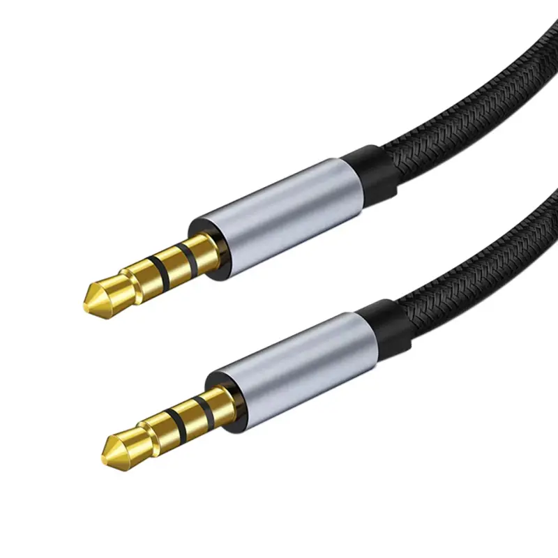 Kabel Audio 3.5 Jack nilon 3.5MM pria KE pria, kabel Aux mobil Stereo untuk Speaker Headset ponsel Mobil