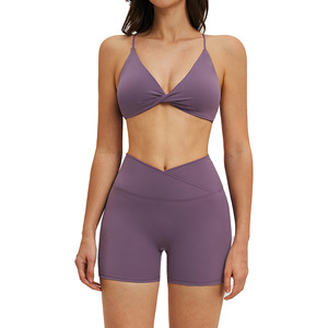 Conjunto de yoga Disko Sport para mujer, dos piezas, color sólido, tirantes finos, espalda cruzada, ropa deportiva para fitness TZ5544 1 - Product Image 2