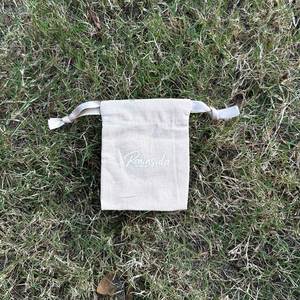 High Quality Customized Logo Small Cotton <b>Drawstring</b> <b>Bag</b> With Double Ribbons - Product Image 1