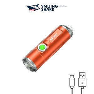 Smiling Shark M60 Keychain <b>Flashlight</b> USB <b>Rechargeable</b> LED Emergency Light Aluminum Alloy Spot Beam Push Button - Product Image 5