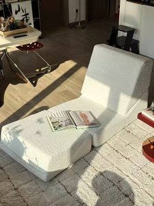 Cozy Teddy Fleece Compressed Single Sofa Bed, Modern Folding Arm Chair with Sturdy Foam <b>Cushion</b> Space-Saving Compressible Lounge - Product Image 5