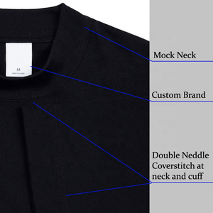 Streetwear de luxe avec logo personnalisé t-shirt surdimensionné vierge à col montant pour hommes t-shirt unisexe de haute qualité de 240 g/m² avec poids lourd - Product Image 5