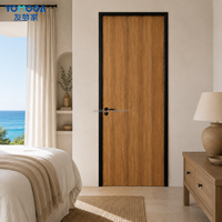 Porte de chambre en WPC, panneau en teck naturel, pour intérieur, pour maisons