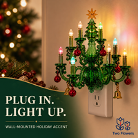 Lumière de nuit à brancher sur prise murale pour sapin de Noël, certifiée IP65, en PVC, ampoule multicolore en forme de bougie, décoration de lustre de Noël, étoiles, cloches, boules
