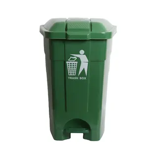 70L塑料垃圾桶垃圾桶，带踏板和轮子出售