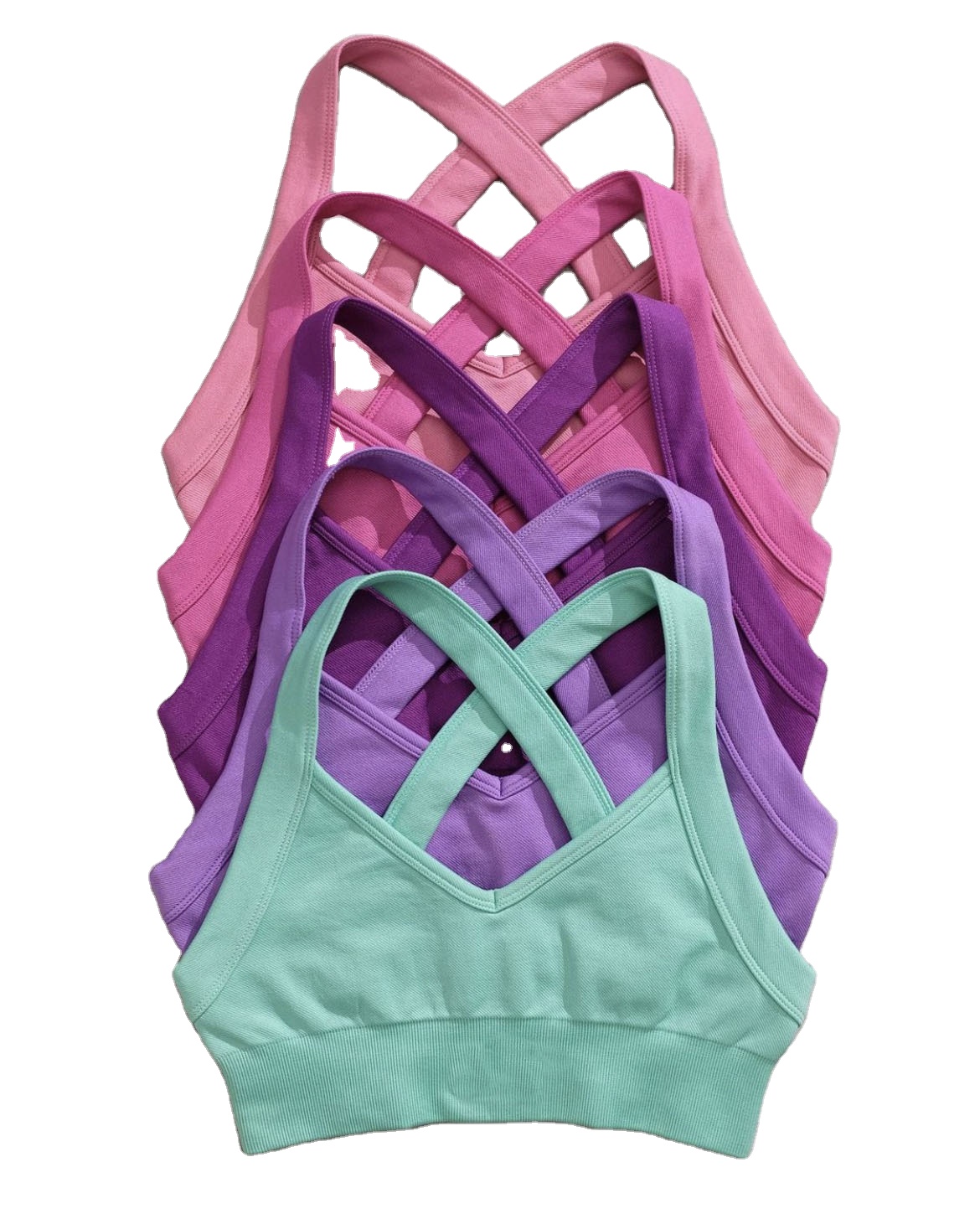 Yoga Top Women Gym Fitness Custom Logo Breathable Solid Color Purpose Turquoise Cross Back Sports Bra