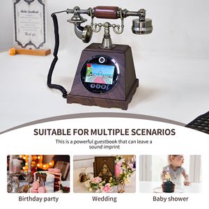 Téléphone livre d'or vidéo vintage en bois 1080P pour cabine téléphonique londonienne, livre d'or vidéo antique pour les fêtes de mariage - Product Image 5