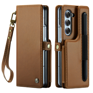 Fentes à crayons chaudes couverture de téléphone intelligent pour <span class=keywords><strong>Samsung</strong></span> Z Fold 6 7 étui en cuir avec porte-carte d'argent accessoires de téléphone lanière pratique - Product Image 1