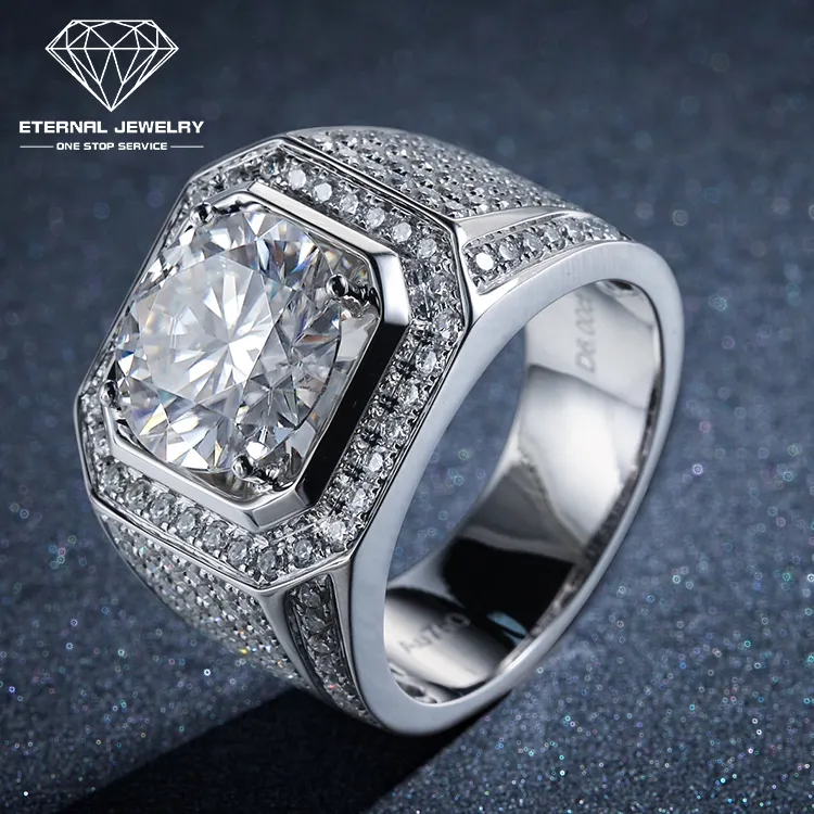 Custom Men Real Platinum 750 9k 10k 14k 18k 24k Gold White Yellow Rose Red Mossianite Natural Diamond Wedding Engagement Ring