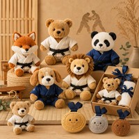Ensemble cadeau de jouets en peluche personnalisés sur le thème du Taekwondo japonais, ours, renard, lion, chien, poupée de karaté avec médaille