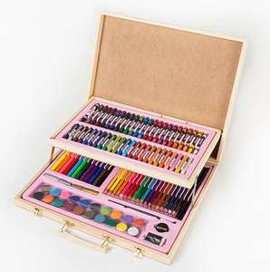 Ensemble d'art pliable avec pastels à l'huile, crayons de couleur, crayons de couleur, marqueurs avec boîte en bois - Product Image 1