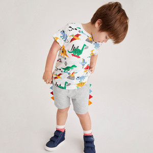 OA 60 jours OEM ODM 100% coton, tenue d'été pour garçon imprimée dinosaure, t-shirt court, short, pantalon, ensemble 2 pièces, ensemble court d'été pour garçon - Product Image 2