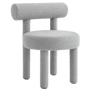 Chaise de lecture moderne de style nordique, luxe léger, en tissu écologique, avec dossier extensible, tabouret en similicuir, revêtement en métal pour salle à manger - Product Image 3