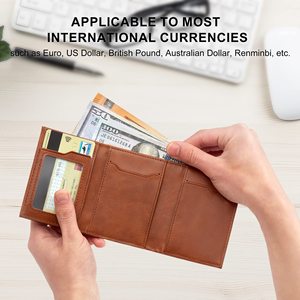 Portefeuille minimaliste à trois volets avec blocage RFID pour hommes, <span class=keywords><strong>porte</strong></span>-cartes de visite personnalisé avec logo, <span class=keywords><strong>porte</strong></span>-cartes de crédit en cuir PU et <span class=keywords><strong>aluminium</strong></span> - Product Image 2