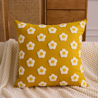 Sarung Bantal Bordir Bunga, Bantal Gaya Pastoral Motif Daisy, Bantal Lumbar Mewah Ringan untuk Sofa Ruang Tamu Grosir