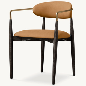 Fauteuil de salle à manger Rhoohill personnalisé, style moderne américain, en bois massif, chêne blanc avec piètement métallique, pour restaurant - Product Image 2