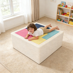 Set Permainan Busa Ukuran Besar untuk Anak, Kolam Bola Indoor 6pcs, Struktur Panjat Lembut untuk Balita, Mainan Lantai Spons Kepadatan Tinggi Berbahan Corduroy - Product Image 3