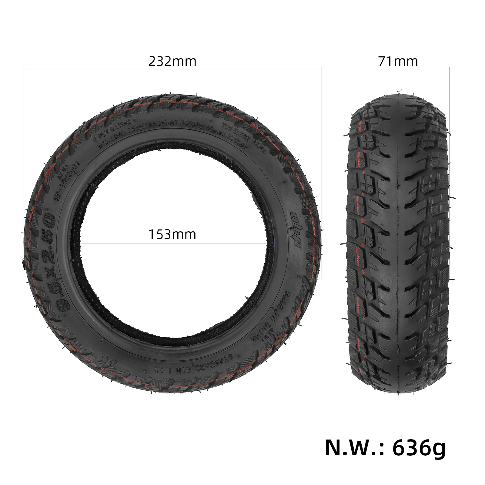 9.5*2.50 Ulip Tubeless Tire HP250920615-1