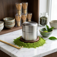 Boîte cylindrique mate en acier inoxydable pour matcha, thé en poudre, sucre, emballage alimentaire, poudre sèche, vente en gros