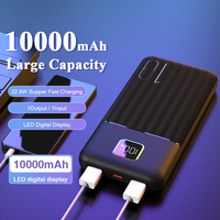 Batería Externa Portátil de Alta Capacidad de 10000 mAh con Pantalla LED ABS, Carga Rápida de 22.5 W, Doble USB
