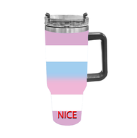 Mug de voiture à couvercle rabattable 40oz, motif drapeau de l'identité thématique Gynesexual arc-en-ciel, idéal pour les voyages de courte durée, les fêtes de loisirs à domicile