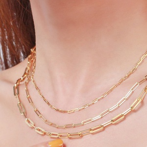 Venta al por mayor <span class=keywords><strong>italiano</strong></span> 925 plata esterlina 18K <span class=keywords><strong>14K</strong></span> chapado en <span class=keywords><strong>oro</strong></span> Paperclip enlace cadenas collar de cadena gruesa para Mujeres Hombres - Product Image 6