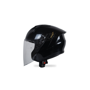 Casque demi-visage JPX Nova X V2 à double visière en couleur unie élégante Noir Métallique et revêtement métallique durable - Product Image 1