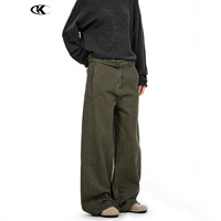 Pantalon cargo large 11KN personnalisé avec ceinture, en coton délavé, décontracté, avec taille ajustable et poches arrière, directement de l'usine