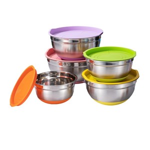 Ciotola per insalata con coperchio in silicone, ciotola da cucina in acciaio inossidabile ispessito - Product Image 1