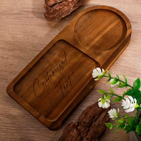 Plateau à thé en bois personnalisé gravé au laser pour un petit-déjeuner japonais, plateau en bois avec 2 sous-verres