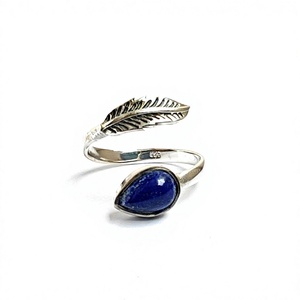 Adjustable 925 Sterling <b>Silver</b> <b>Ring</b> Pear Shape Natural Lapis Lazuli Bohemian Oxidized Wholesale Indian Fine Jewelry Women's - Product Image 4