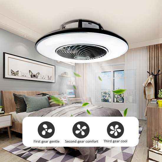 Moisture-proof Metal Mute Motor Remote Control Dc Indoor Home LED 22 Inch Modern LED Ceiling Fan With Light