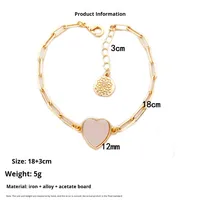 Bracelet à pendentif en forme de cœur minimaliste transfrontalier, bijoux en gros, cadeau pour fille, chaîne, bracelet pour femme, accessoires