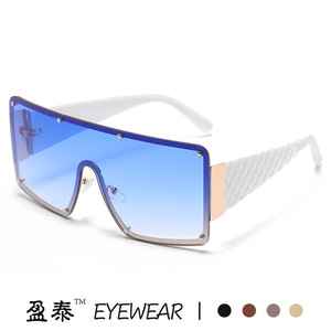 Oversized Square Frameless Sunglasses Gold Frame PC Lens UV400 Protection Unisex Street Style Fashion <b>Glasses</b> - Product Image 3