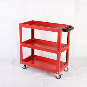 Factory Bulk Sale 3 Layer Steel Heavy Duty Silent Tool Cart <b>Flat</b> <b>Trolley</b> Custom Industrial Warehouse Workshop Transport <b>Trolley</b> - Product Image 2