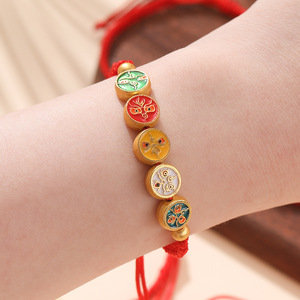 Five Gods Of Wealth <b>Red</b> Hand Woven <b>Bracelet</b> Zinc Alloy Charm Gift Jewelry For Zodiac Year Spring 2025 - Product Image 3