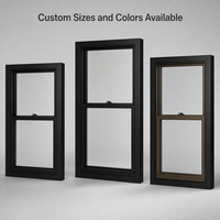 Ventana Corredera Vertical de PVC Negro, Diseño Personalizado, Alta Hermeticidad para Casas