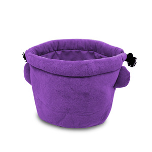 Round Fleece <b>Drawstring</b> Bag With Embroidery For Cosmetics And Digital Devices Storage Soft Cloth <b>Pouch</b> - Product Image 4