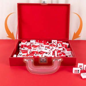 Xách tay woden hộp cho Acrylic Pha Lê Mỹ mahjong Set đóng gói dập nóng logo mahjong da gỗ bao bì Vali - Product Image 5