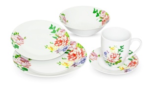 Juego de vajilla de porcelana y cerámica con diseño Floral, platos de lujo baratos al por mayor, color blanco, 30 piezas - Product Image 4